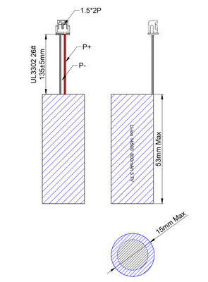 Akumulator litowo-cylindryczny ISO 14500 Typ 3,7 V 800 mAh Akumulator;