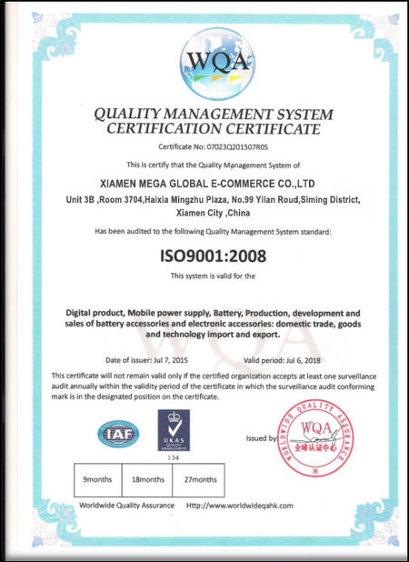 Chiny Xiamen Maigao global e-commerce Co., Ltd Certyfikaty